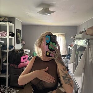 SHEIN Black Mesh Top